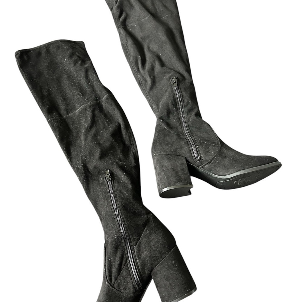 Unisa Women’s Black Over the Knee Boots Faux Suede Pull On SZ 7 - Picture 2 of 5